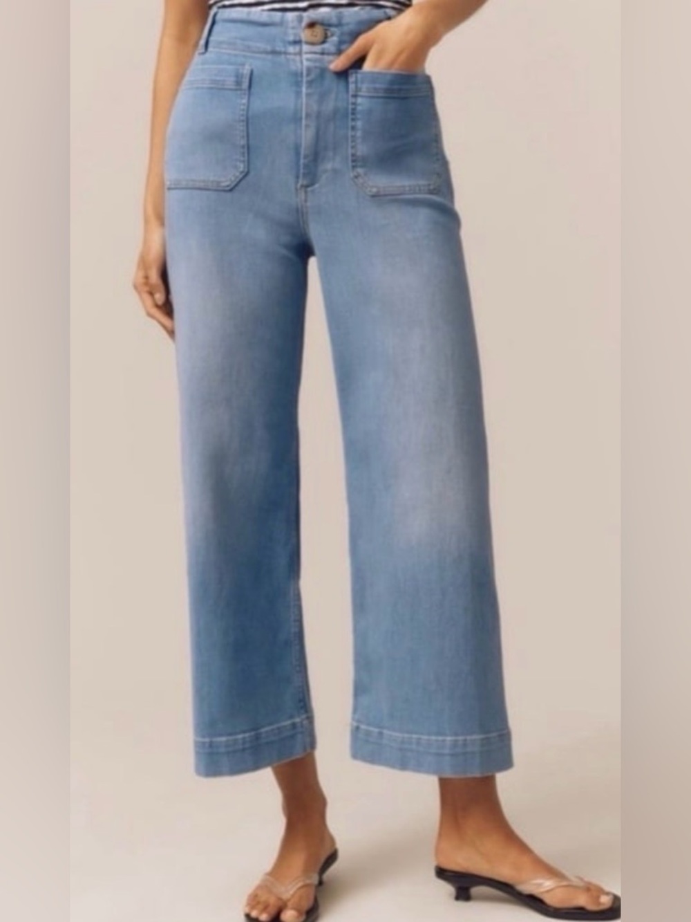 Maeve the Collette patch pocket wide leg cropped high rise jeans size 32p